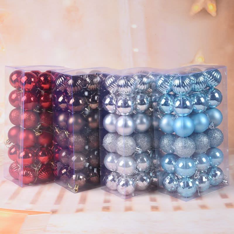 Decoração De Natal / 4cm 36 Peças Bolas Coloridas De Natal Com Glitter