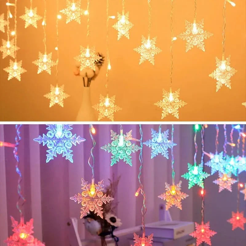 Cortina de Luzes LED Floco de Neve – Magia Natalina em Cada Detalhe