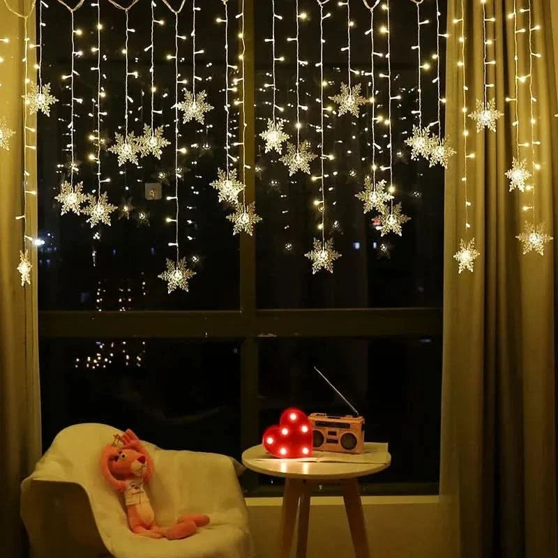 Cortina de Luzes LED Floco de Neve – Magia Natalina em Cada Detalhe