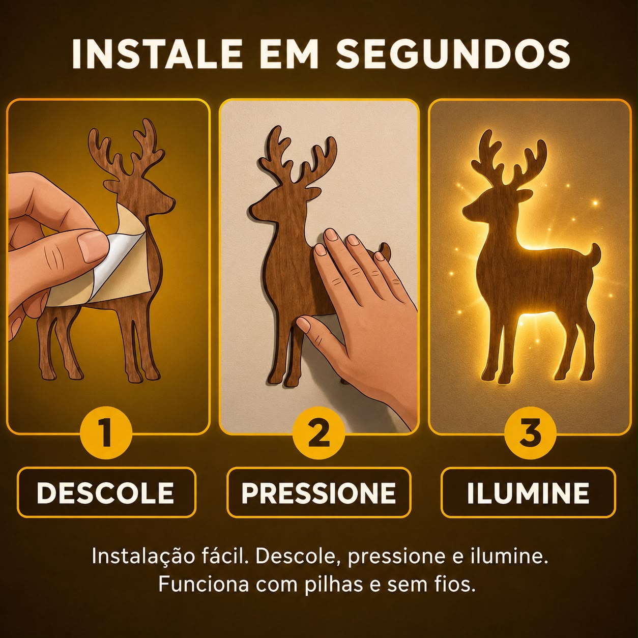 Renas Iluminadas - 12 Peças