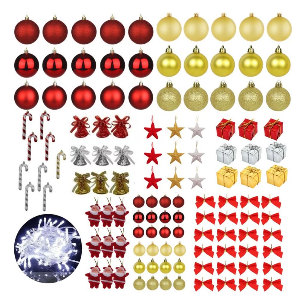 Kit 125 Enfeites Para Árvores De Natal Pendentes Bolinha Pisca Pisca Led