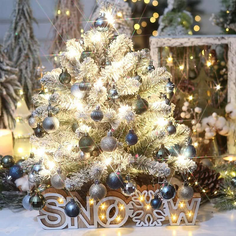 64 Peças Decoração De Natal Bolas Ouro Azul