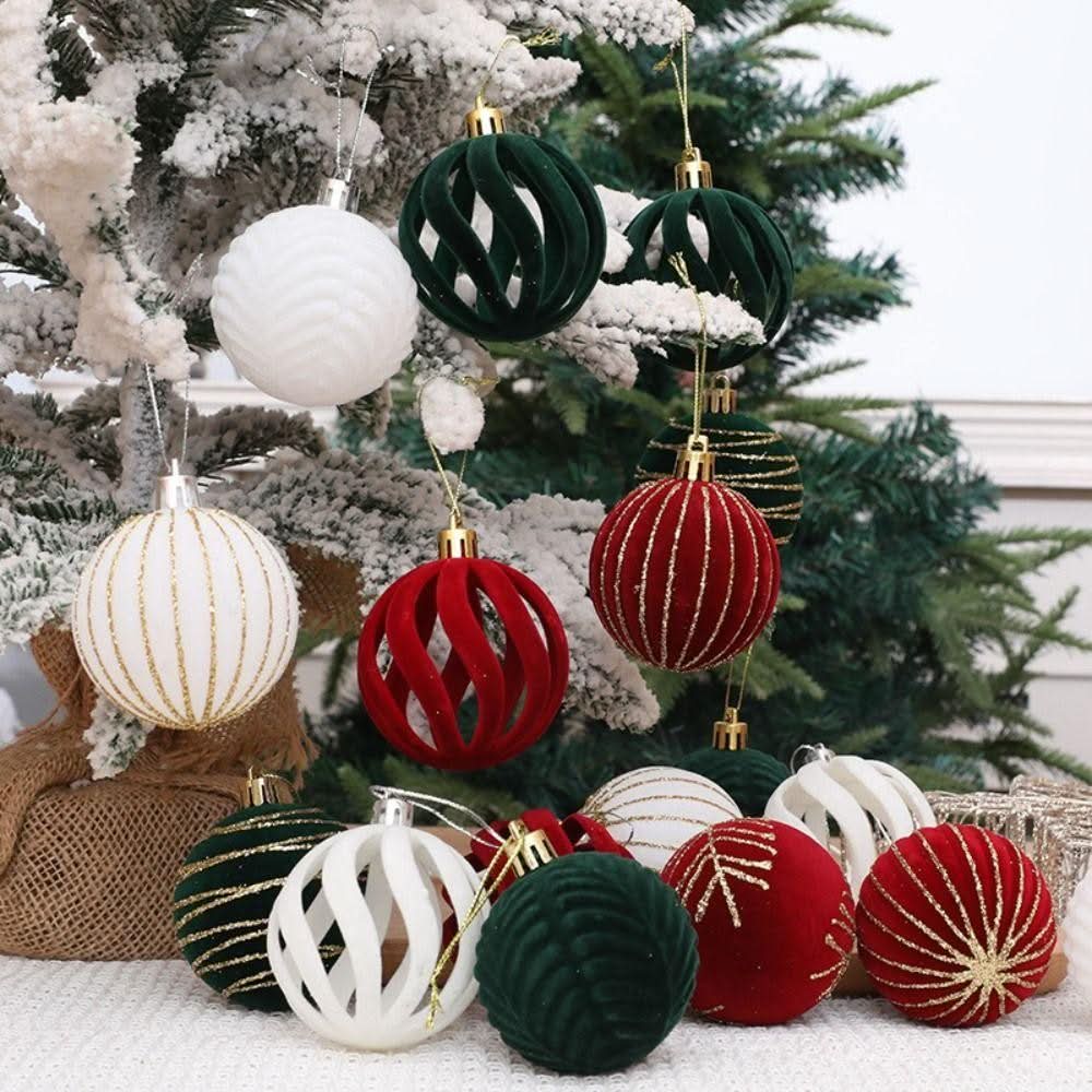 Kit 6 Bolas De Natal 6cm De Veludo