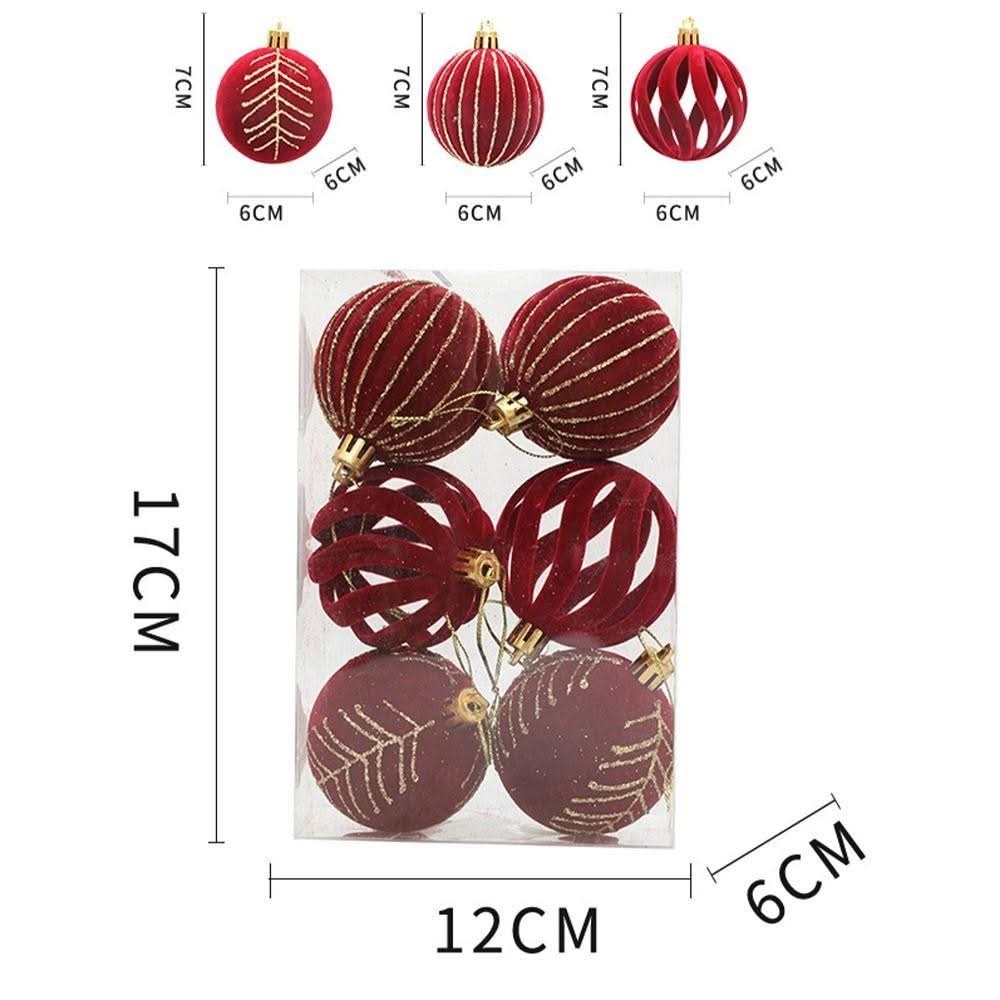 Kit 6 Bolas De Natal 6cm De Veludo