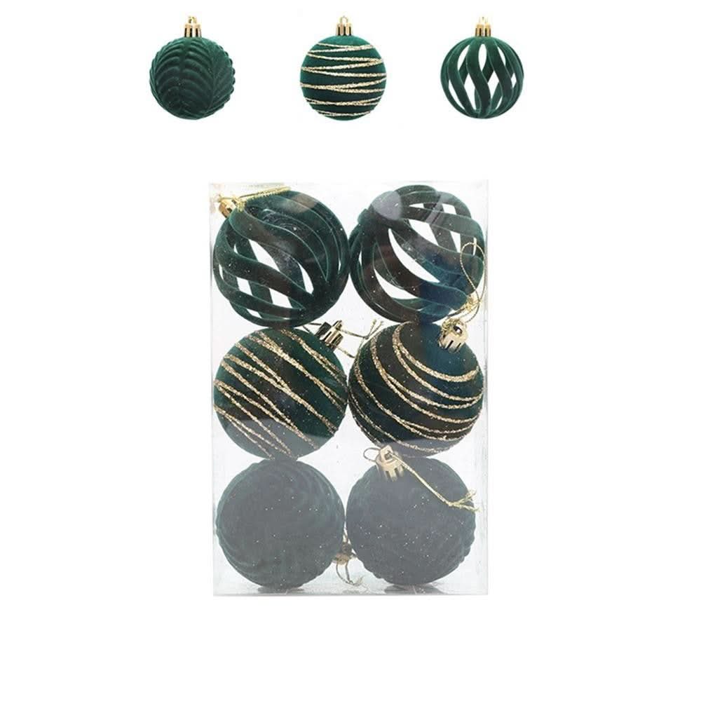 Kit 6 Bolas De Natal 6cm De Veludo