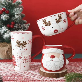 Caneca de Cerâmica Natalina em Alto Relevo