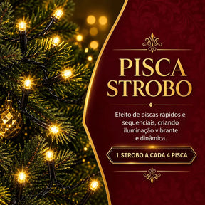 Cordão LED Natalino Pisca Strobo Bivolt À Prova d’Água