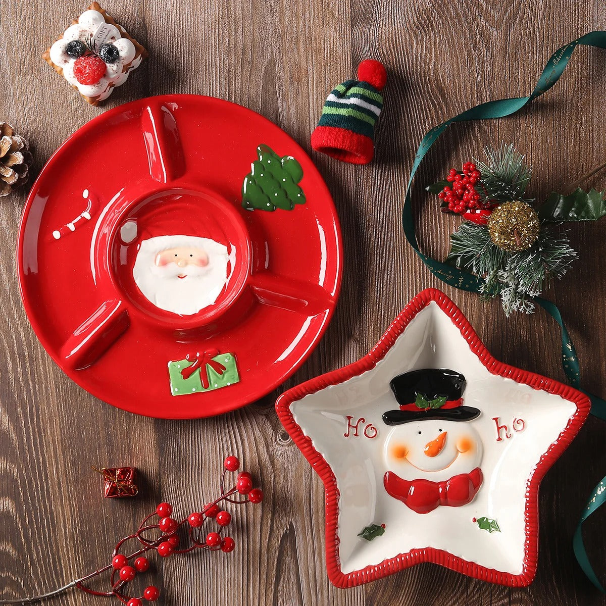 Louça de Cerâmica Natalina com Papai Noel em Relevo
