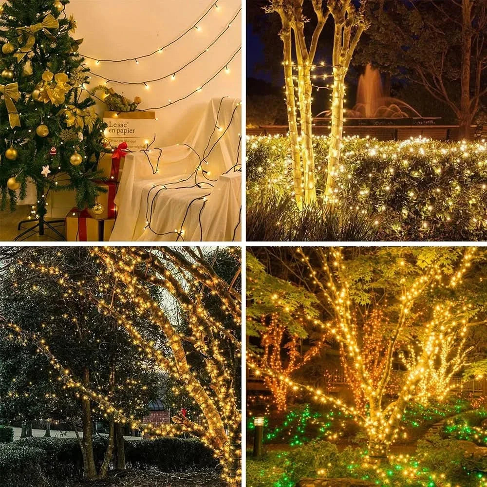 Luzes de Fada LED Impermeáveis - Magia Natalina com Controle Remoto