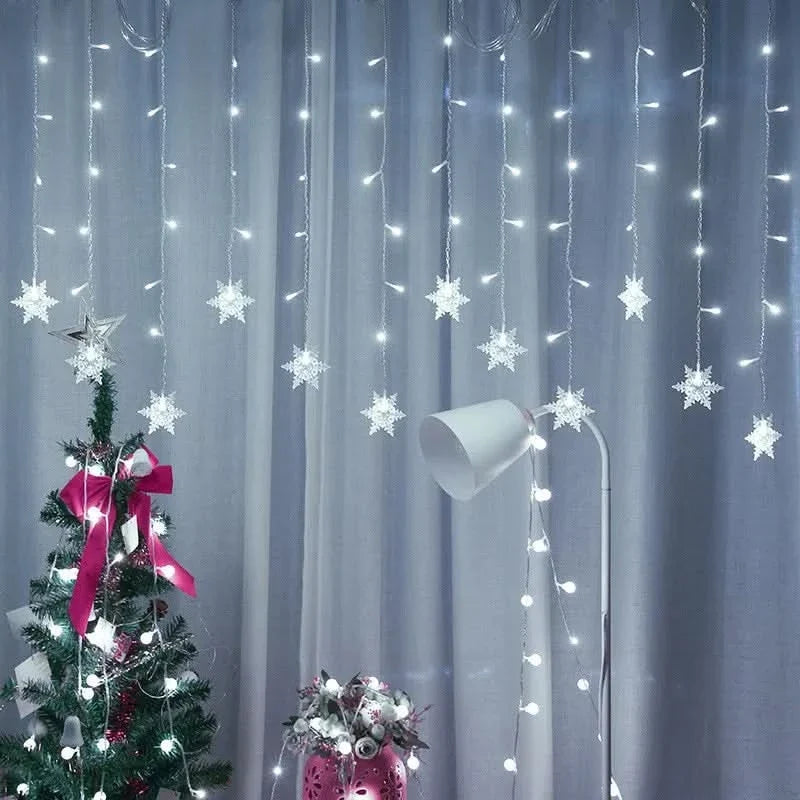 Cortina de Luzes LED Floco de Neve – Magia Natalina em Cada Detalhe