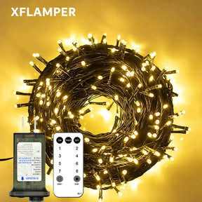 Luzes de Fada LED Impermeáveis - Magia Natalina com Controle Remoto