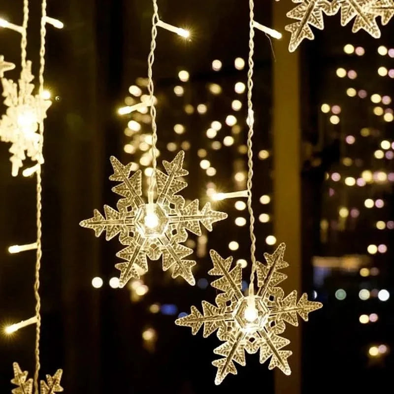 Cortina de Luzes LED Floco de Neve – Magia Natalina em Cada Detalhe