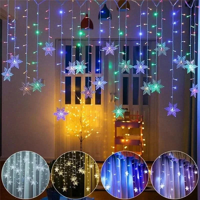 Cortina de Luzes LED Floco de Neve – Magia Natalina em Cada Detalhe