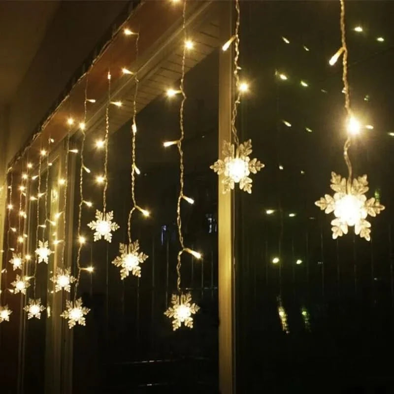 Cortina de Luzes LED Floco de Neve – Magia Natalina em Cada Detalhe