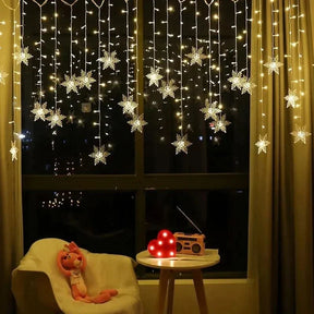Cortina de Luzes LED Floco de Neve – Magia Natalina em Cada Detalhe