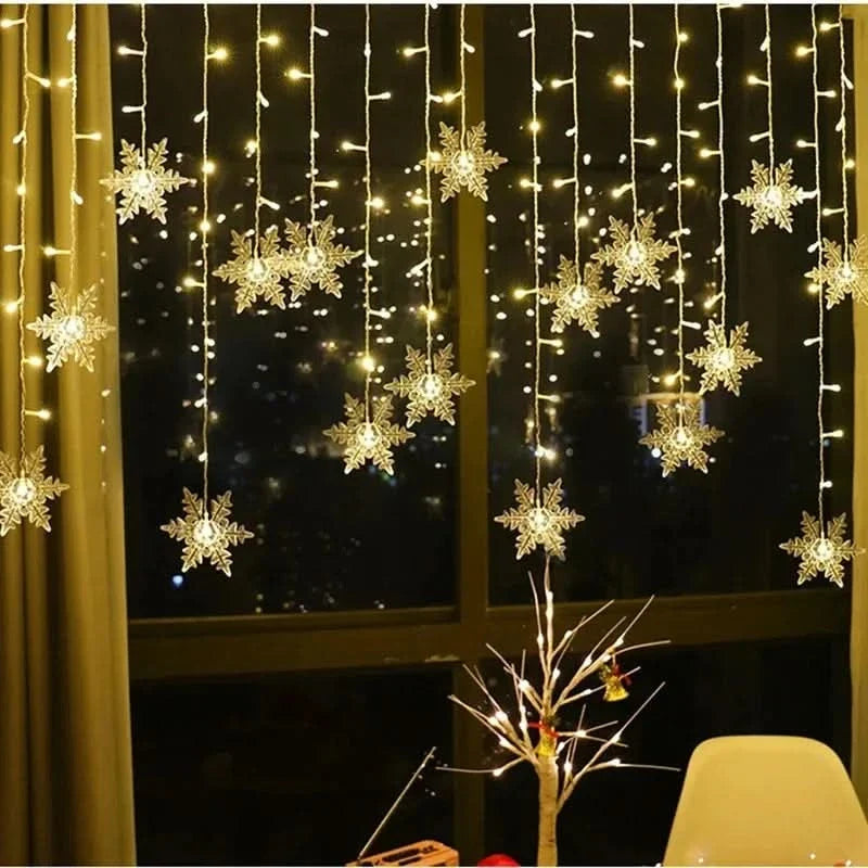 Cortina de Luzes LED Floco de Neve – Magia Natalina em Cada Detalhe