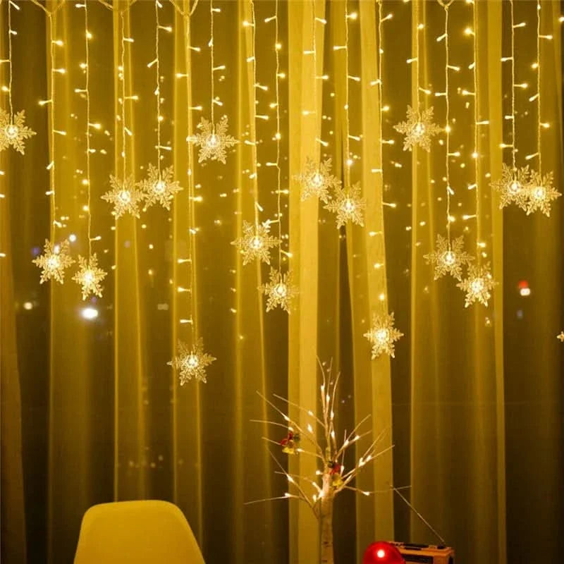 Cortina de Luzes LED Floco de Neve – Magia Natalina em Cada Detalhe