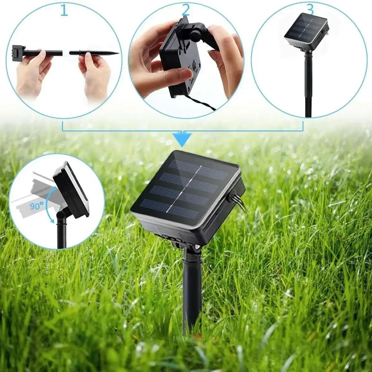 Luzes de Fada Estrela e Lua LED Solar - Encanto Natalino