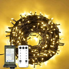 Luzes de Fada LED Impermeáveis - Magia Natalina com Controle Remoto