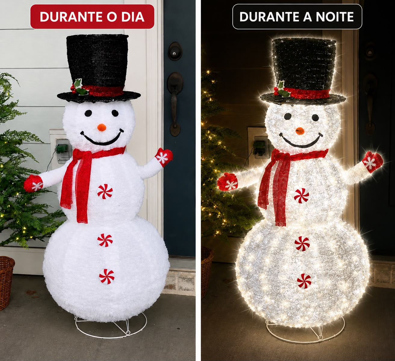 Boneco de Neve Decorativo com LED - Montagem Instantânea
