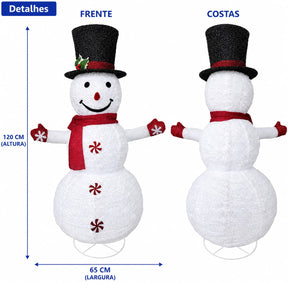 Boneco de Neve Decorativo com LED - Montagem Instantânea