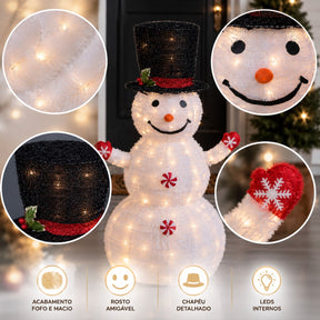 Boneco de Neve Decorativo com LED - Montagem Instantânea