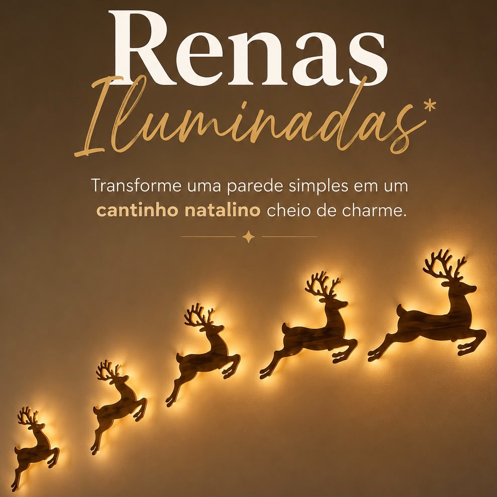 Renas Iluminadas - 12 Peças