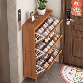 Sapateira de Bambu Slim - 3 Compartimentos