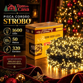 Cordão LED Natalino Pisca Strobo Bivolt À Prova d’Água