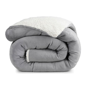 Coberdrom Cobertor Manta Sherpa Pele de Carneiro 490g/m² Dupla Face Aspen Cinza