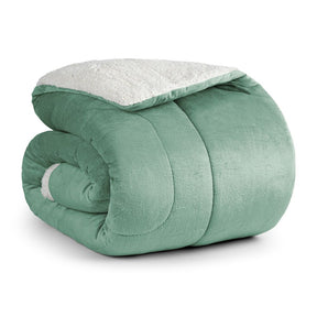 Coberdrom Cobertor Manta Sherpa Pele de Carneiro 490g/m² Dupla Face Aspen Verde