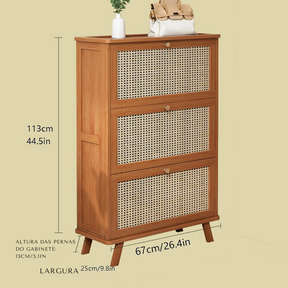 Sapateira de Bambu Slim - 3 Compartimentos
