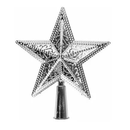 Estrela Vazada Ponteira Para Árvore De Natal Metalizado 20cm