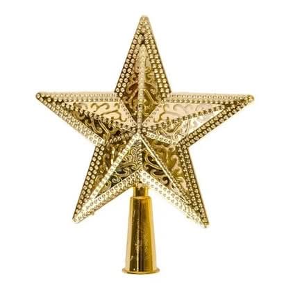 Estrela Vazada Ponteira Para Árvore De Natal Metalizado 20cm